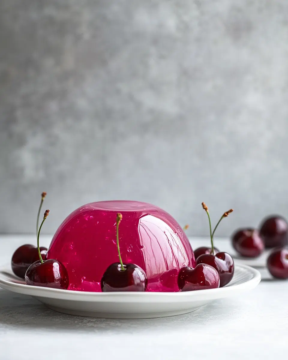 Close-up of cherry gelatin texture