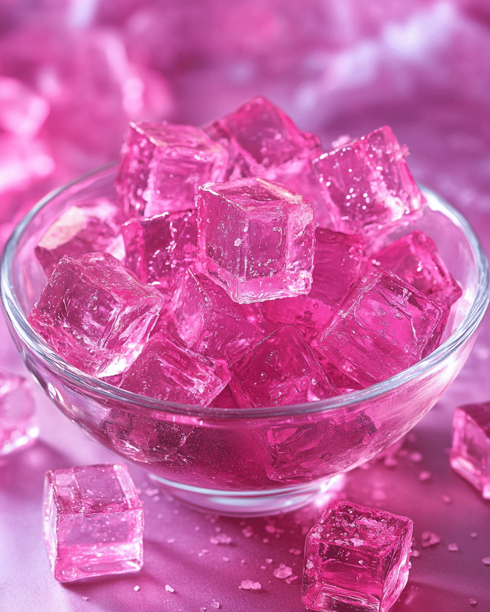 Close up of pink gelatin