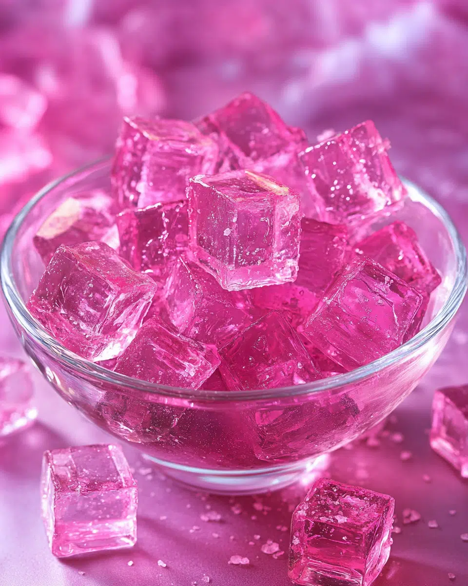 Close up of pink gelatin