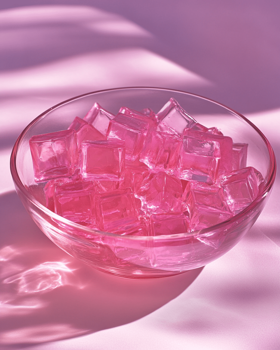 Close-up of pink gelatin texture