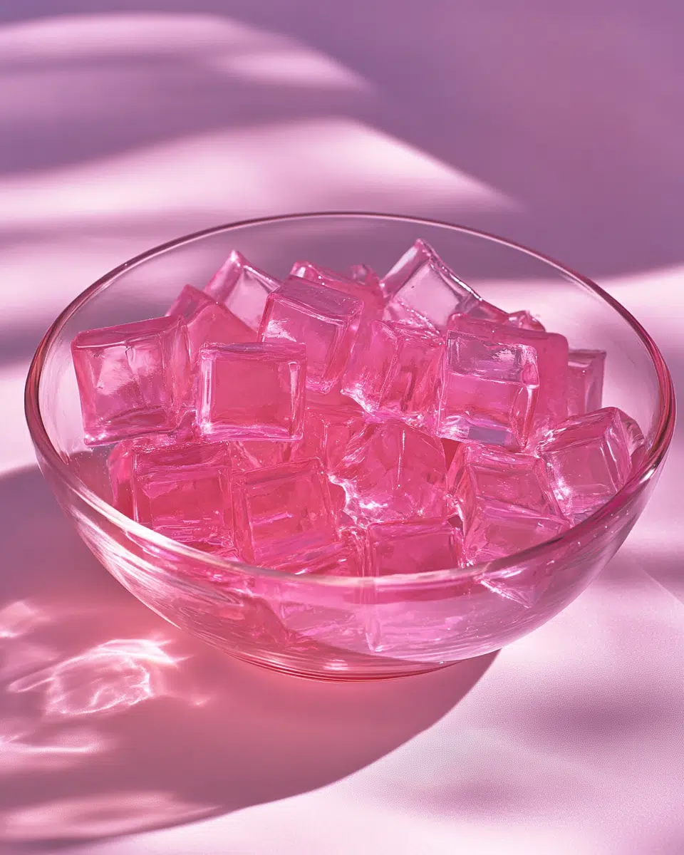 Close-up of pink gelatin texture