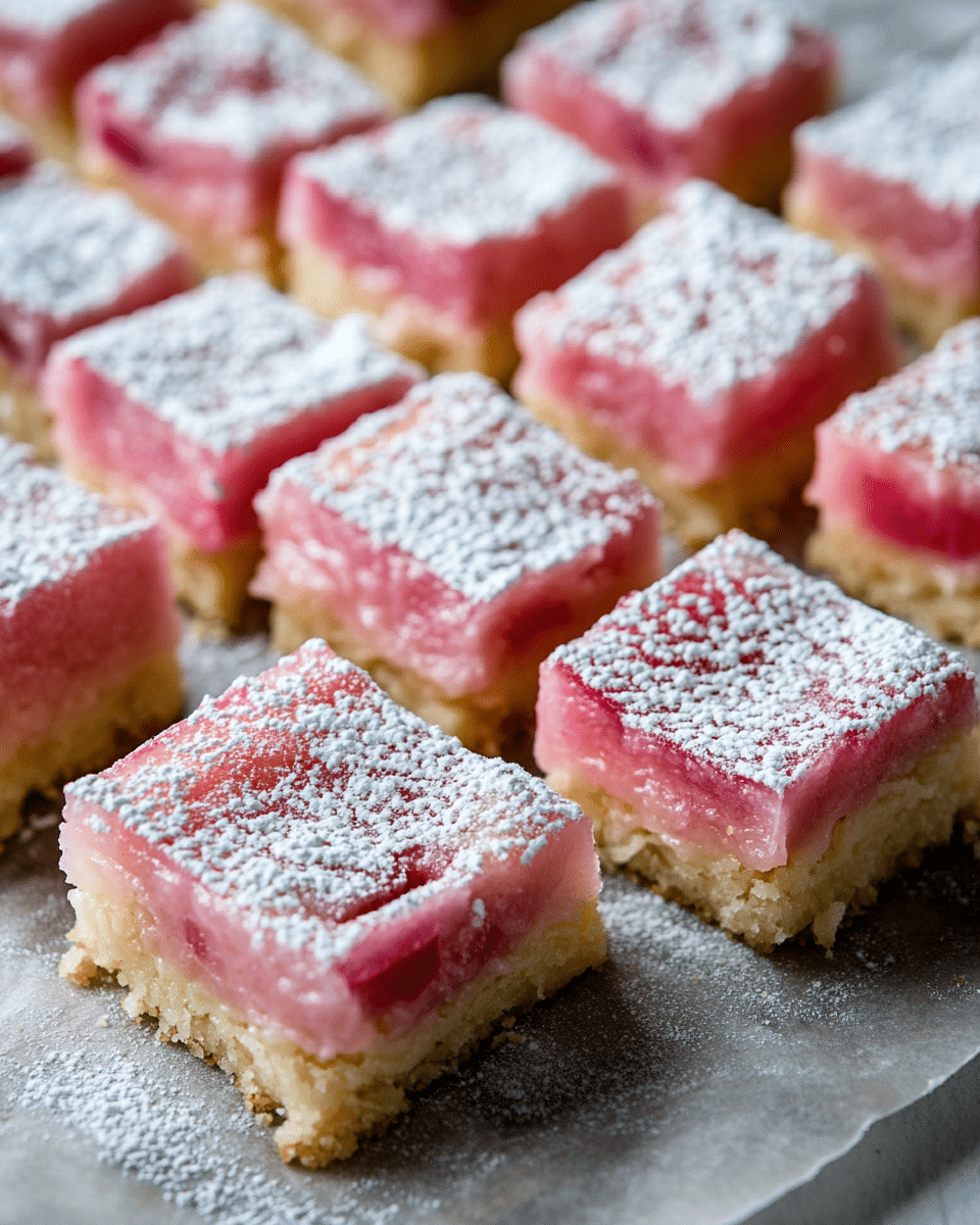 Close up of a rhubarb bar