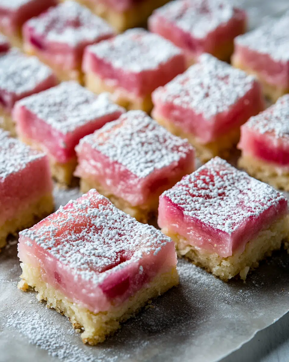 Close up of a rhubarb bar