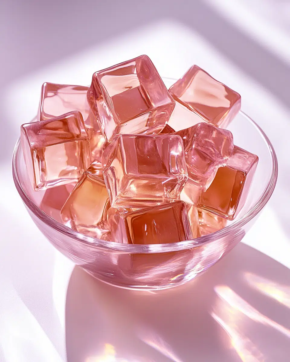 Close-up of gelatin cube texture