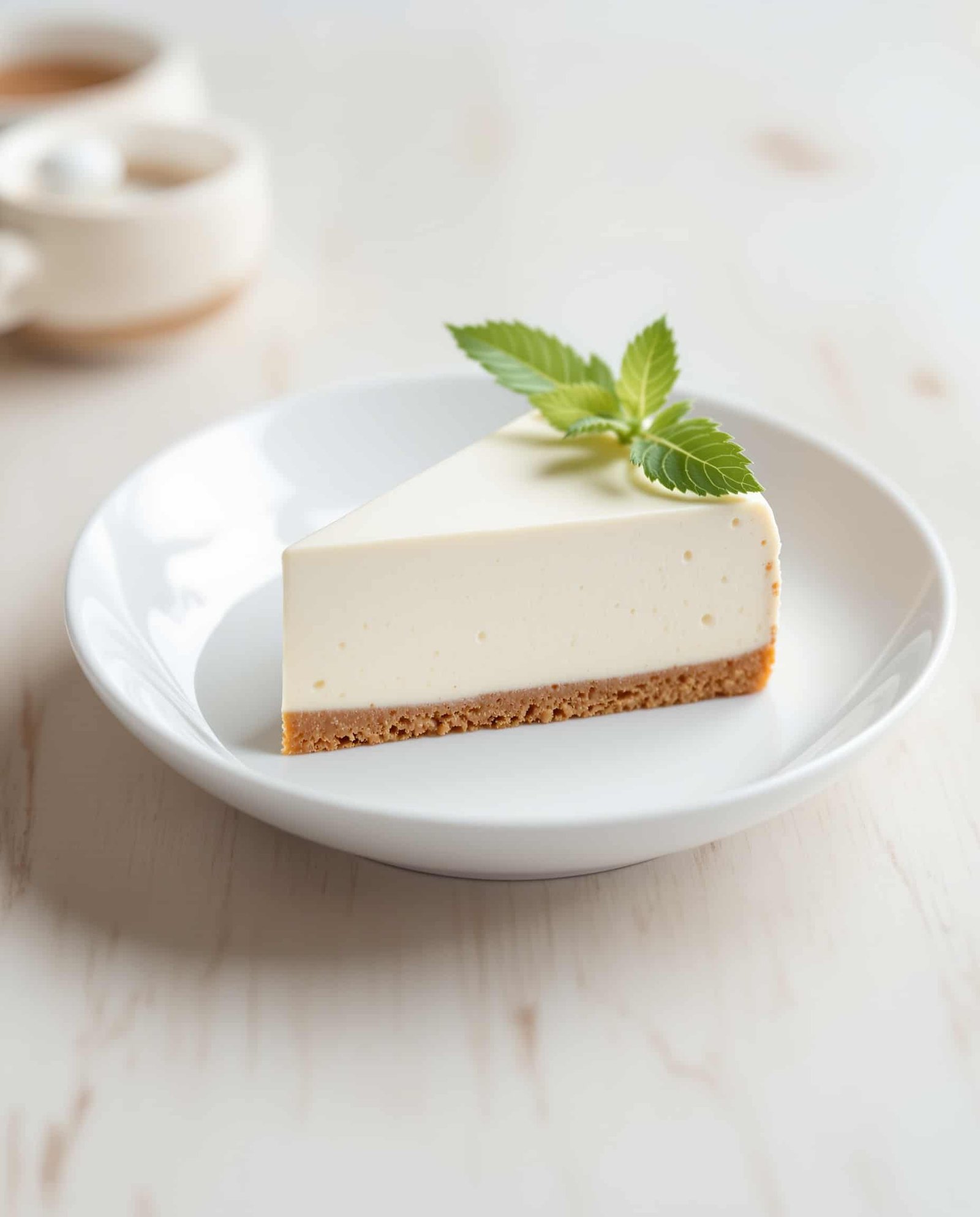 Close-up of tranche Japanese yogurt cheesecake no bake texture.