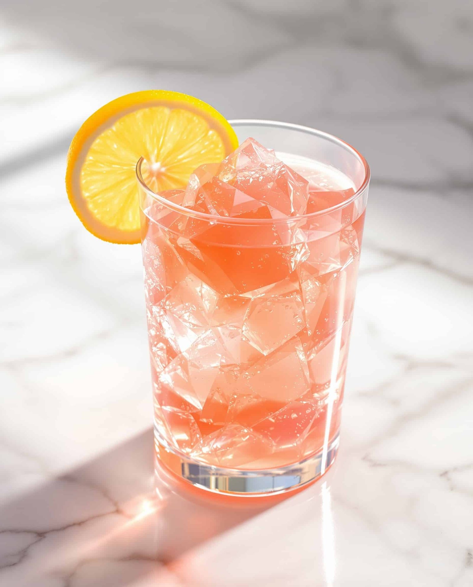 Close-up of rose clair gelatin with lemon, Kelly Clarkson recipe.