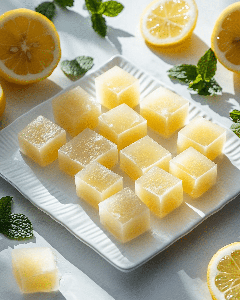 Close up of lemon jello cube