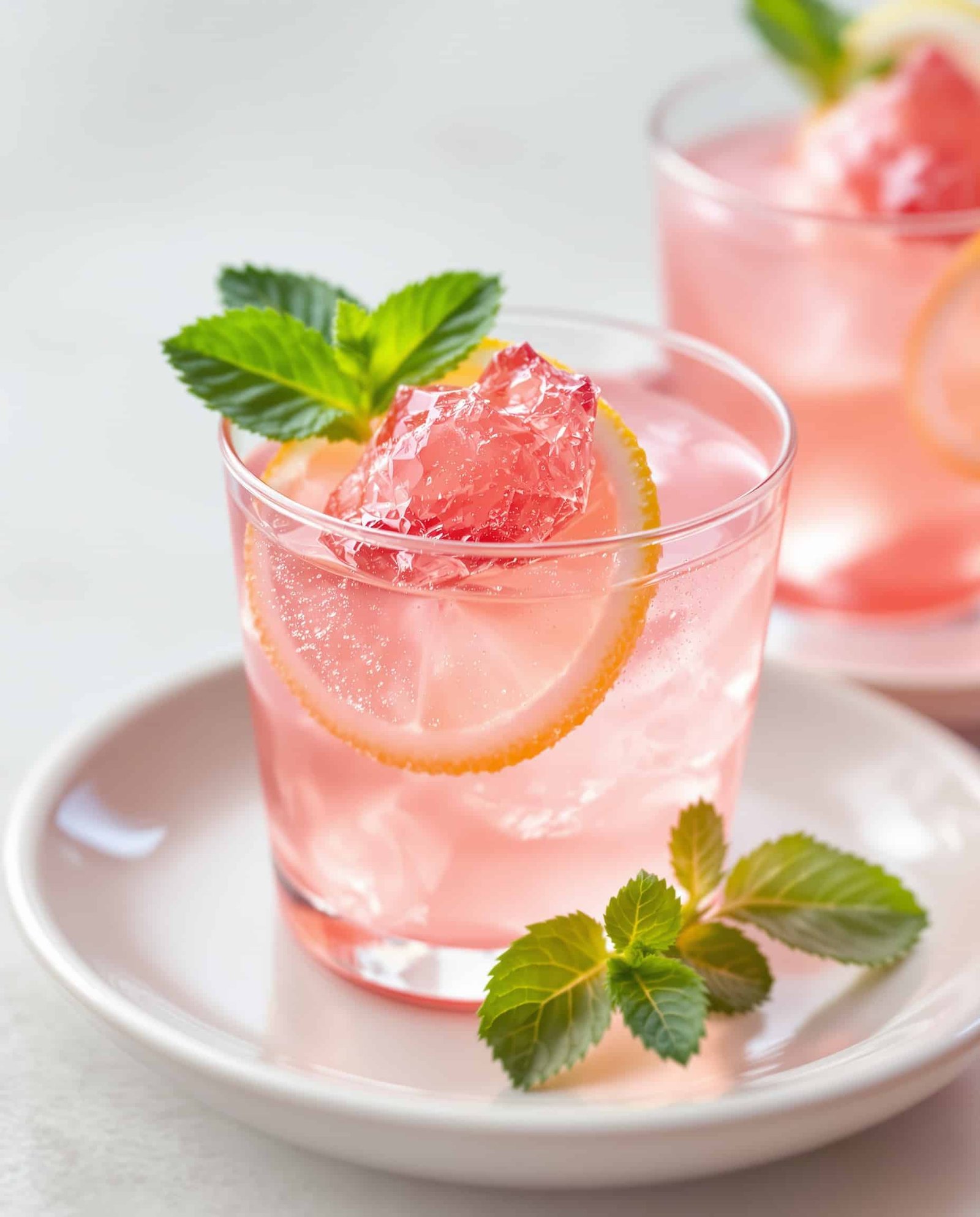 Close-up of jiggly pink Mounjaro jello recipe natural