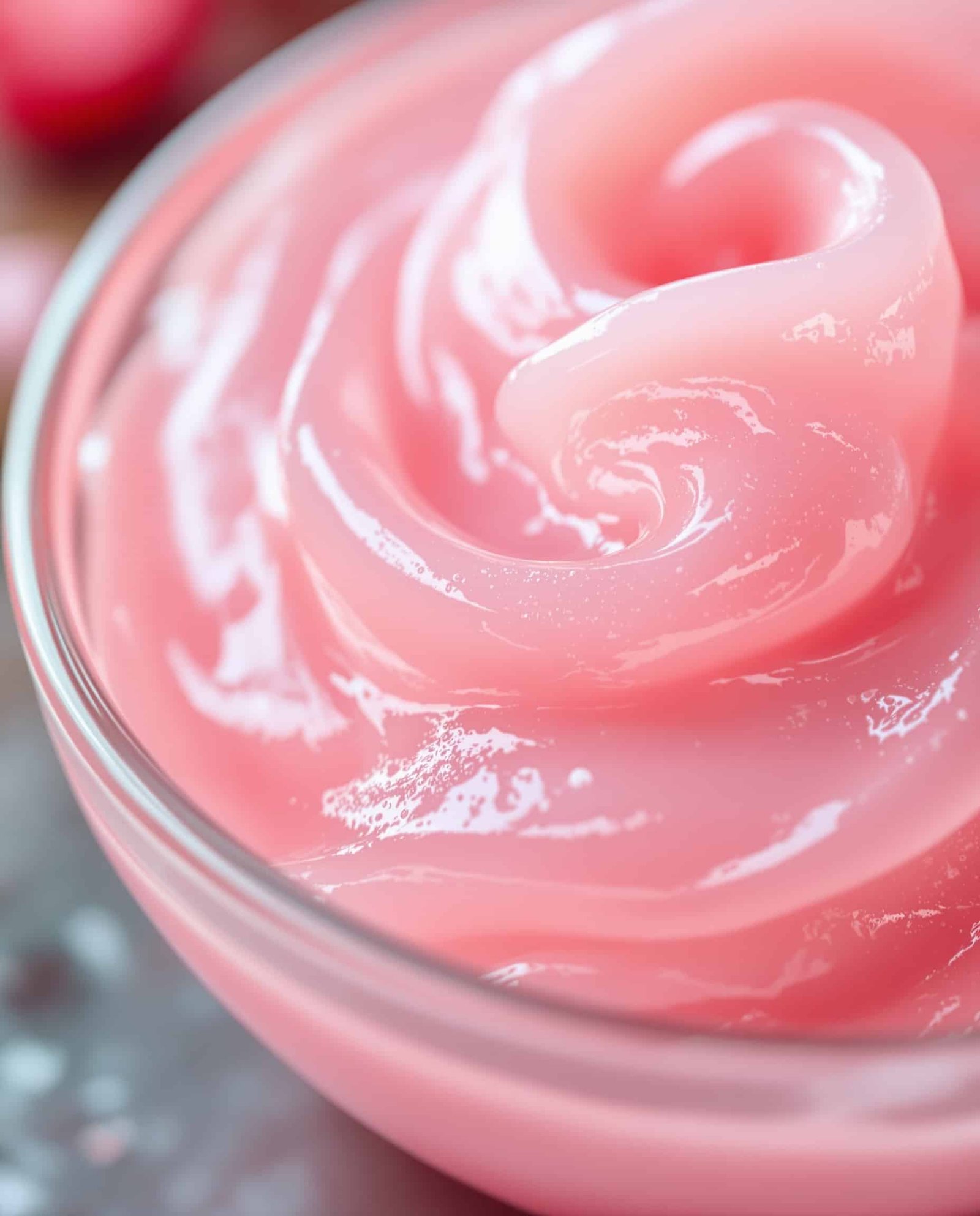 Close-up of jiggly, rose pastel natural Ozempic gelatin.