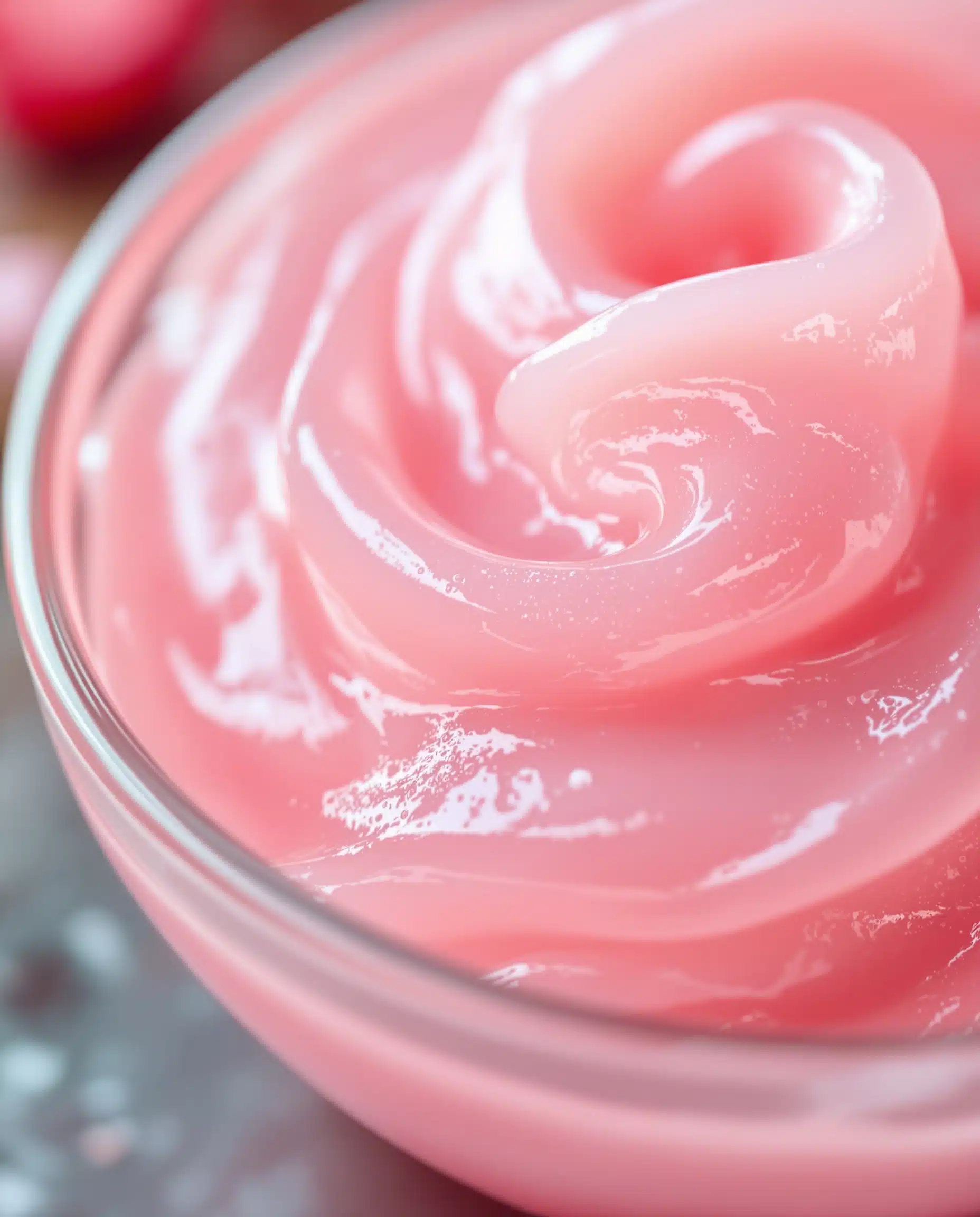 Close-up of jiggly, rose pastel natural Ozempic gelatin.