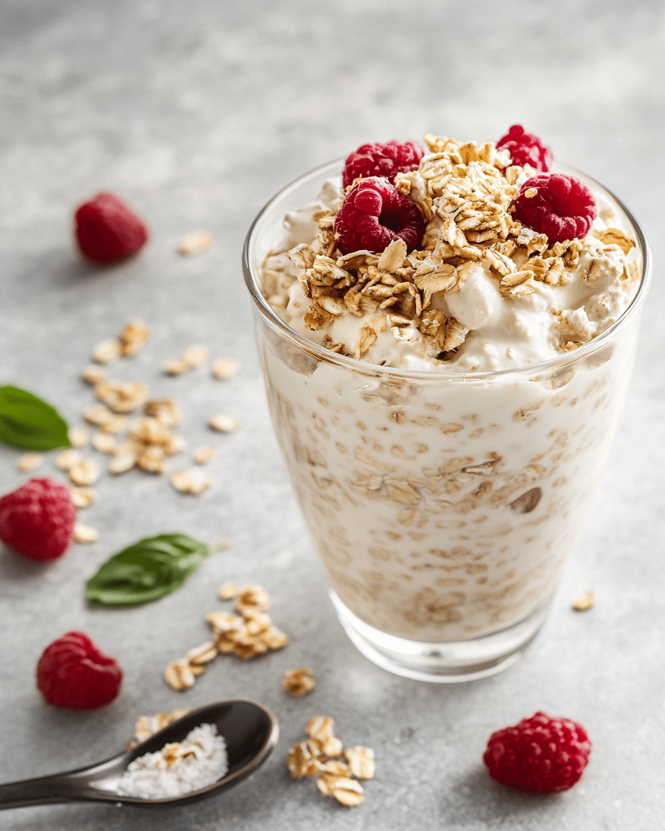 Close-up of overnight oats texture