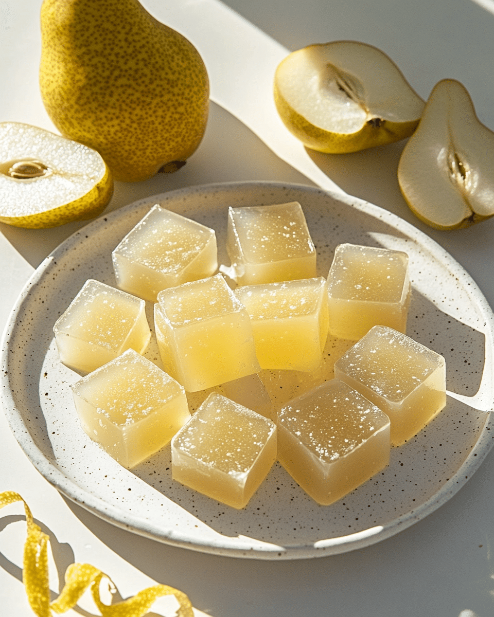 Close up of Pear Ginger Jello texture