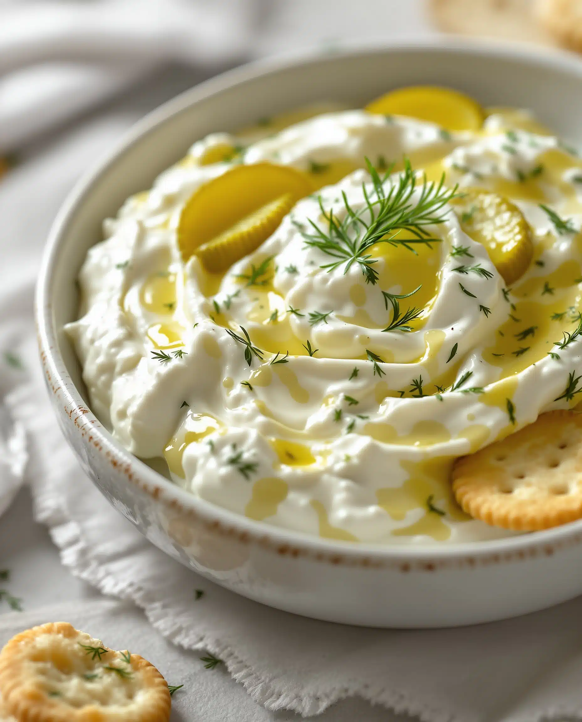 Close up of pickle dip texture