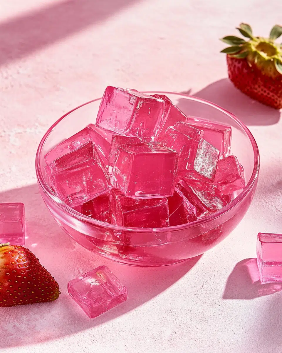 Close up of pink gelatin texture