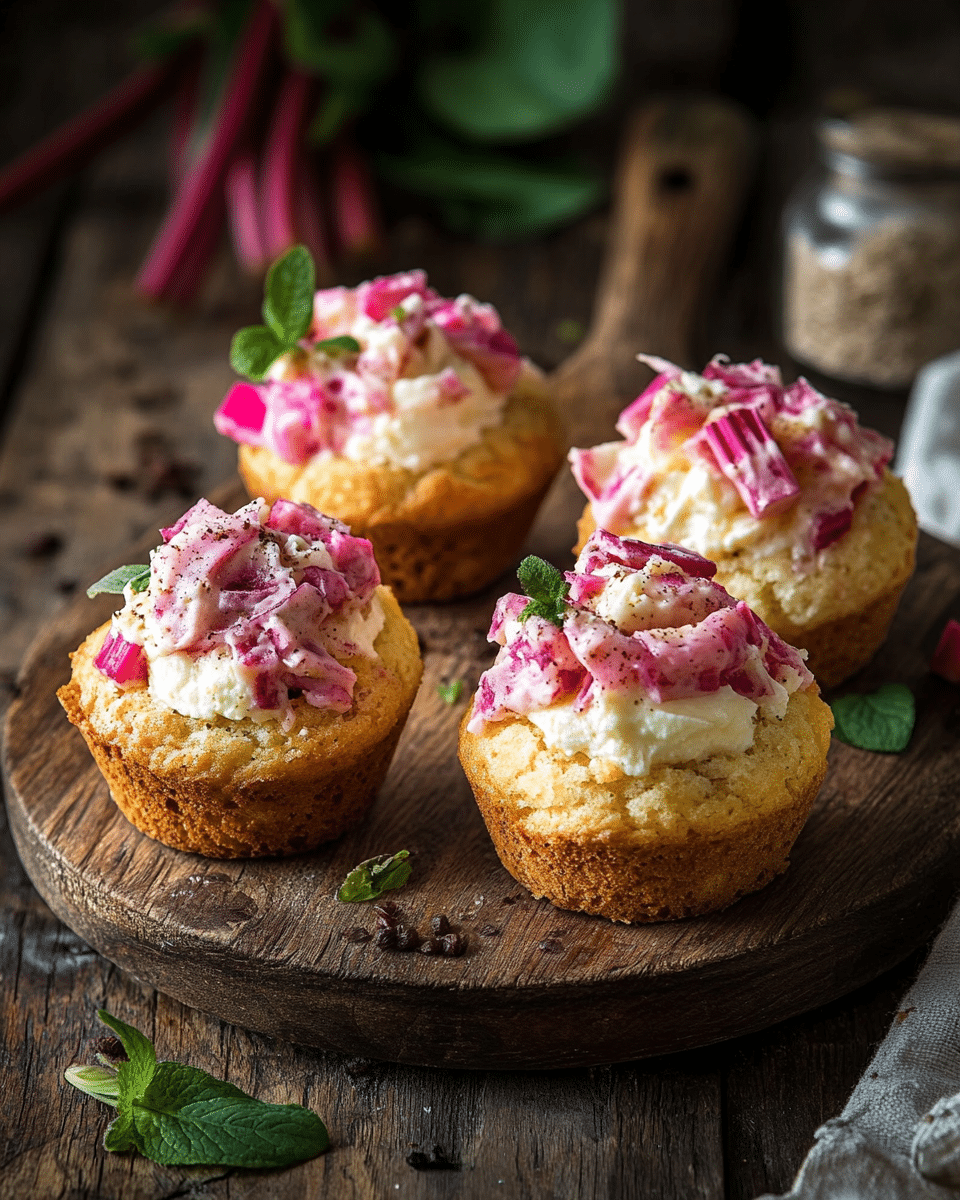 Close up of Rhubarb Cream Cheese Stuffed Muffin