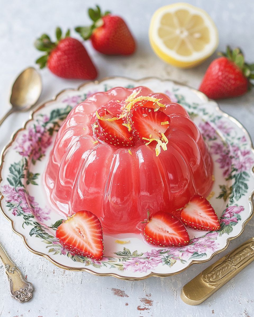Close-up of Rhubarb Strawberry Jello texture
