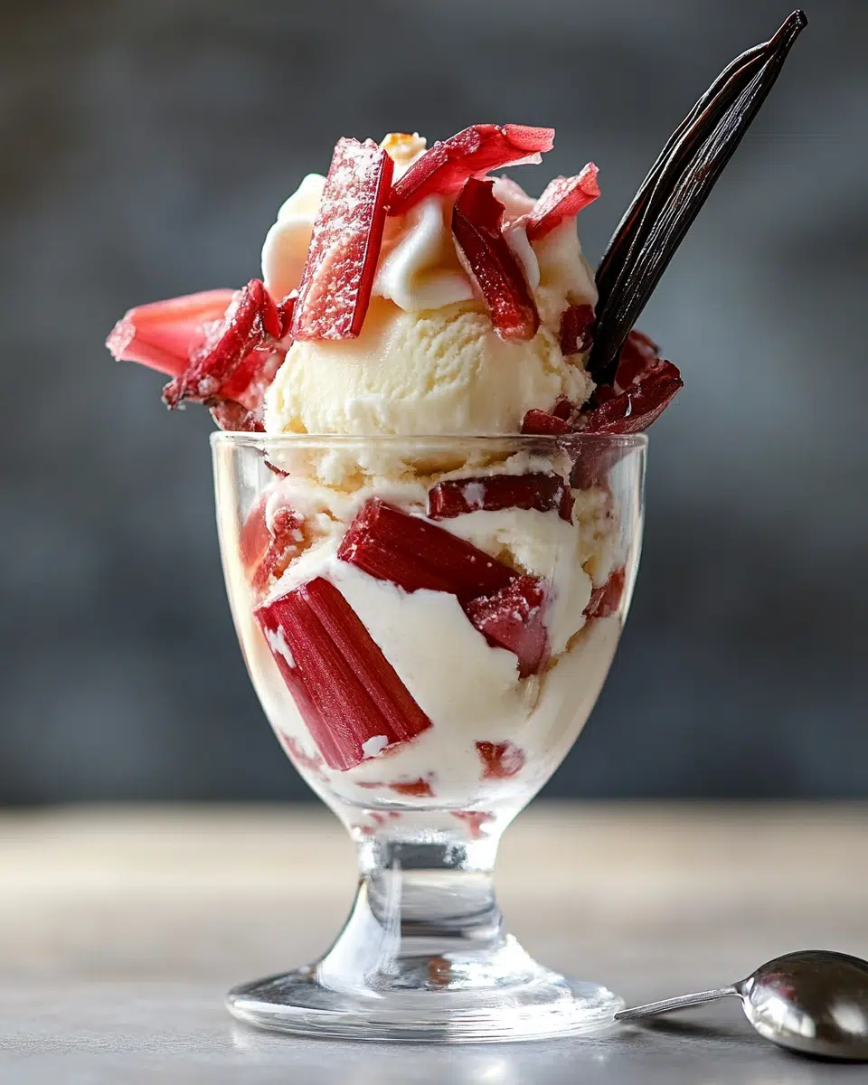 Close-up of rhubarb sundae