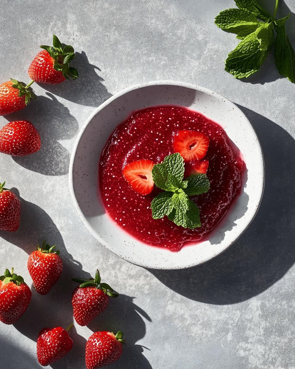Close up of strawberry chia jam texture