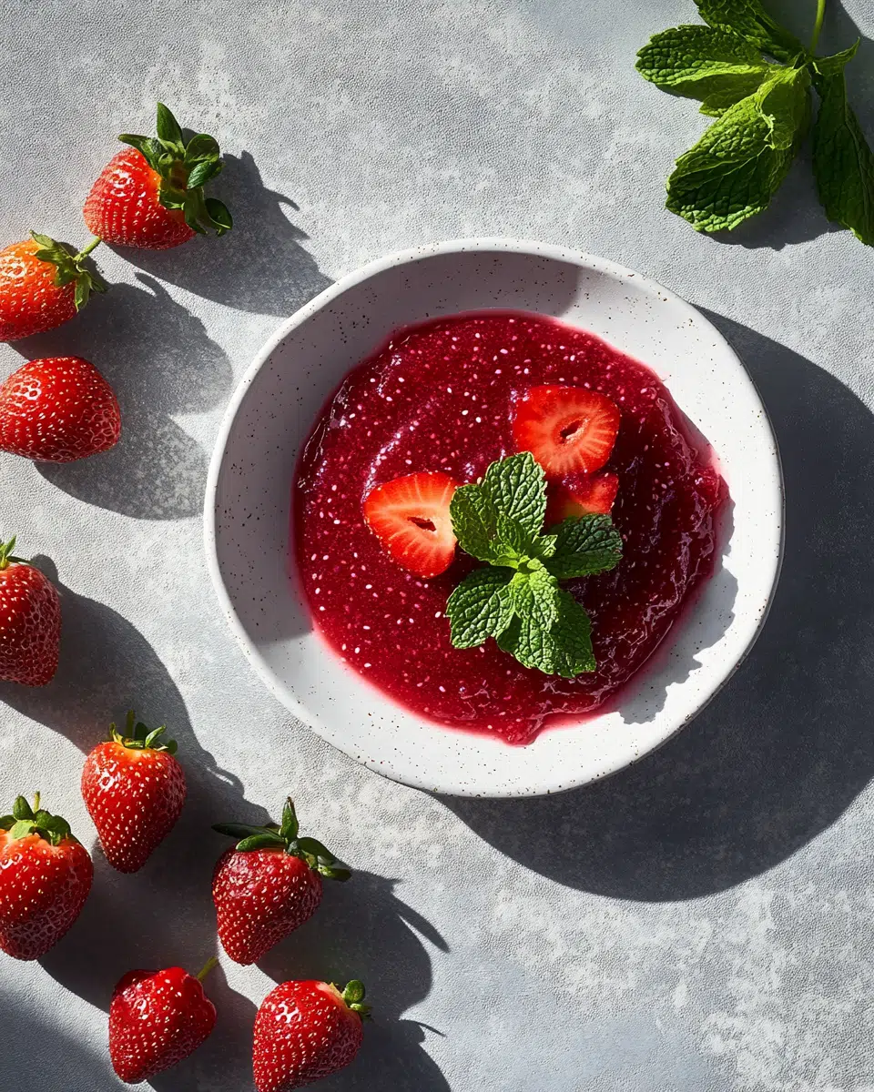 Close up of strawberry chia jam texture