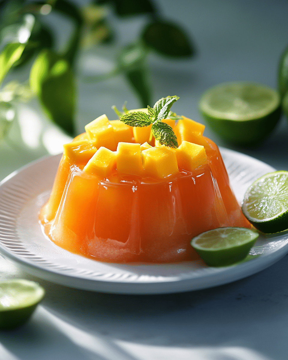 Close-up of Papaya Mango Jello texture