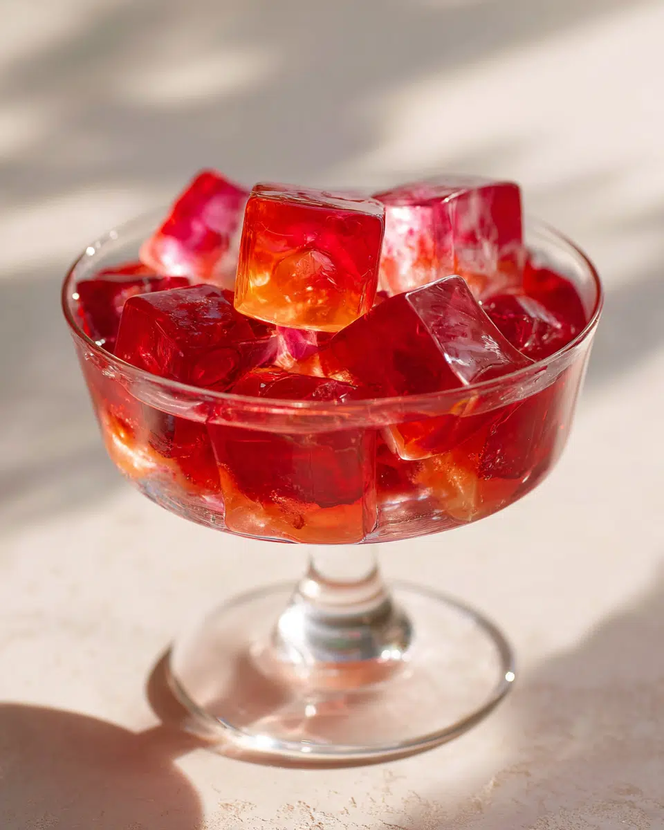 Close up of apricot jello texture