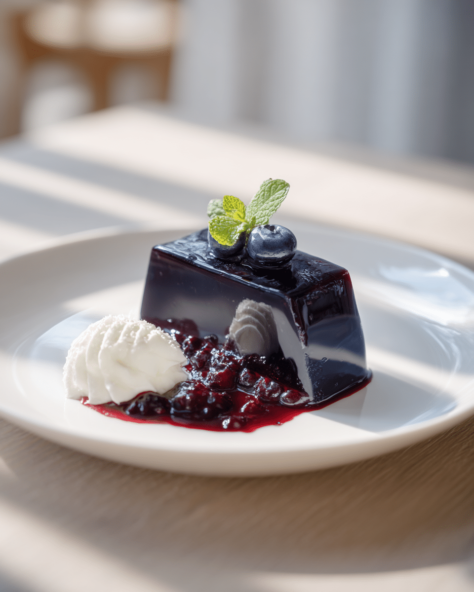 Close-up of gelatin dessert texture