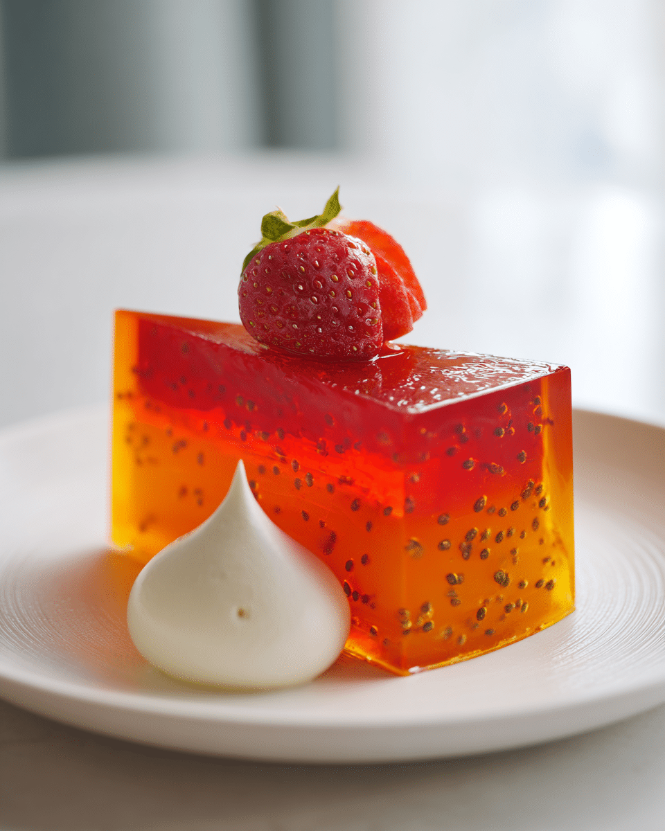 Close-up of chia seed gelatin texture