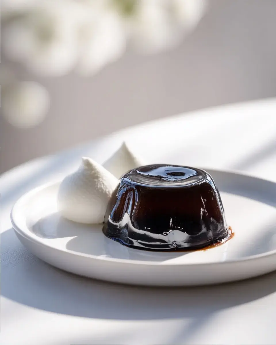 Close-up of coffee jelly texture