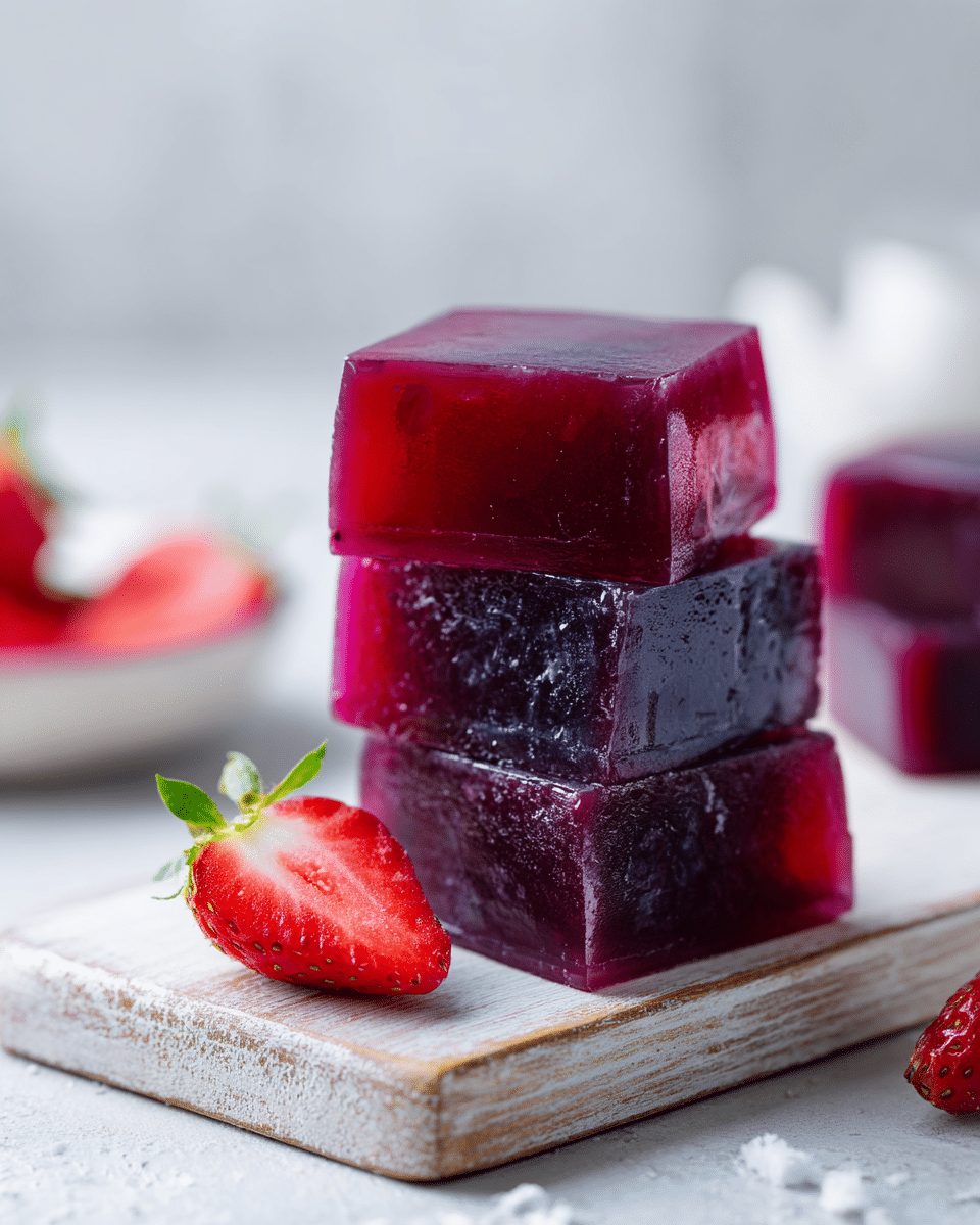 Close-up of blackberry gelatin texture