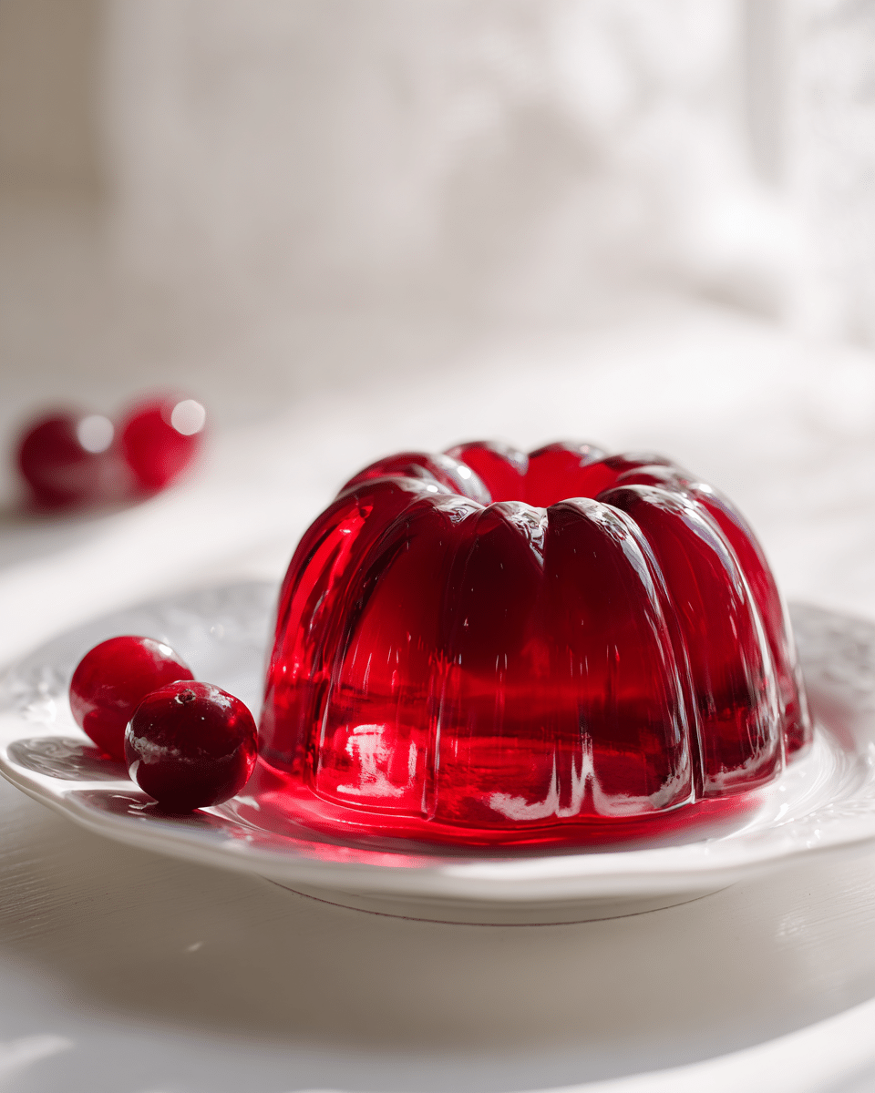 Close up of Cranberry Kumquat Gelatin
