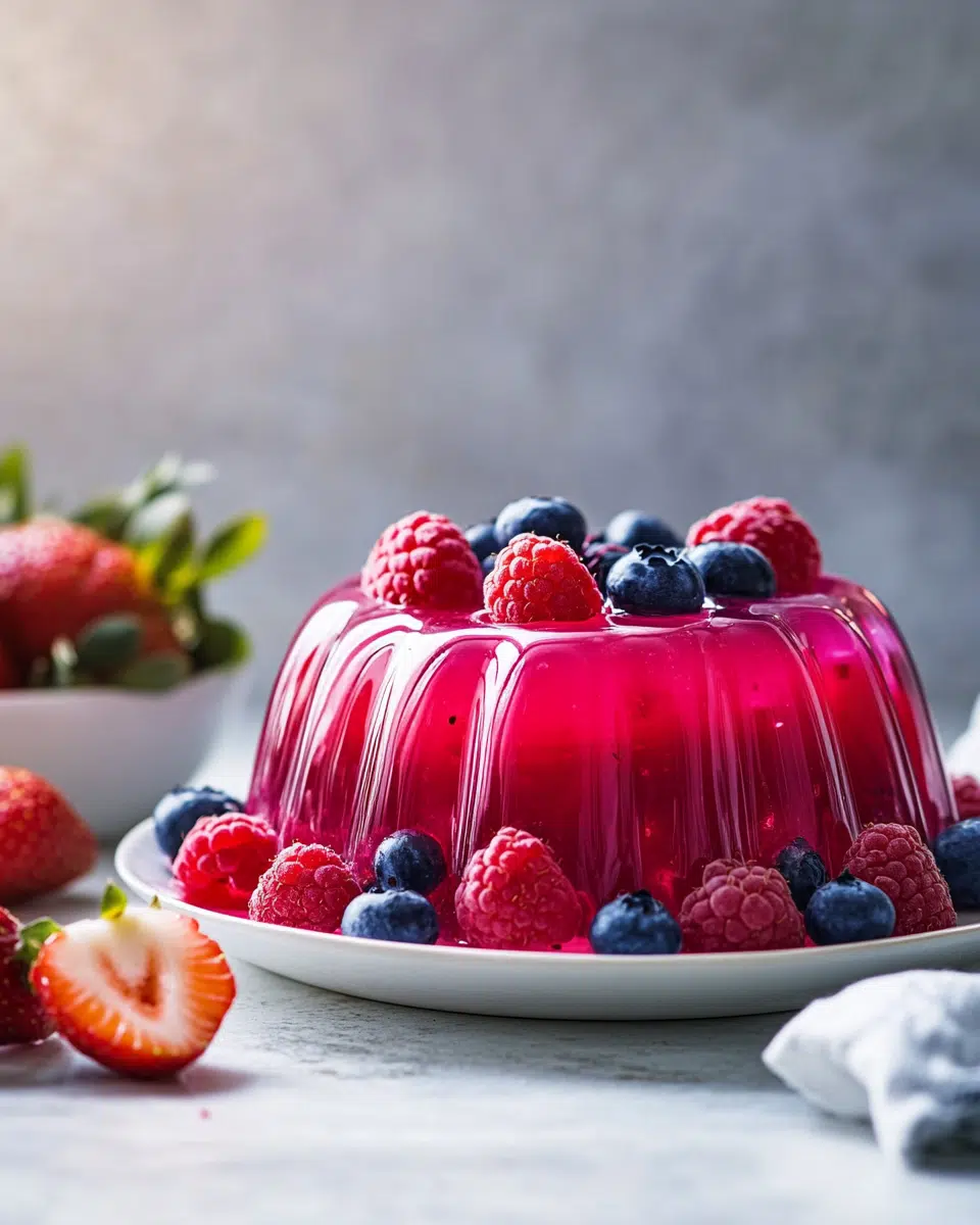 Close up of berry gelatin texture