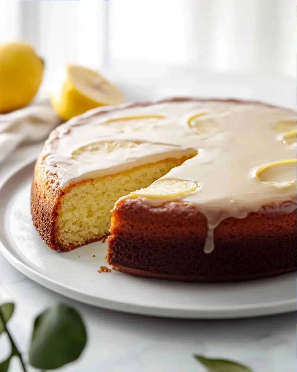 Close-up of a slice of lemon cake