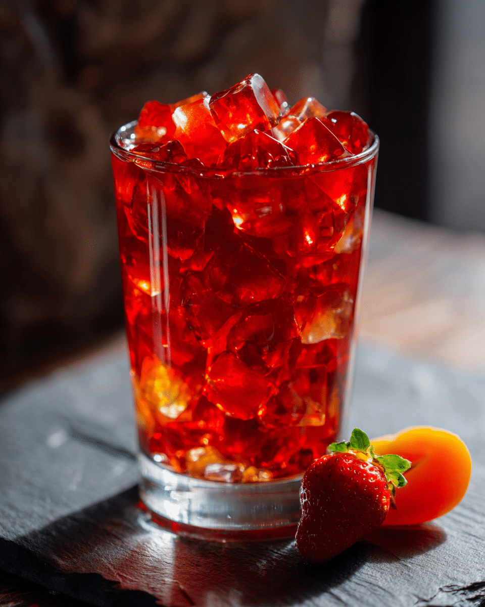 Close-up of apricot gelatin texture