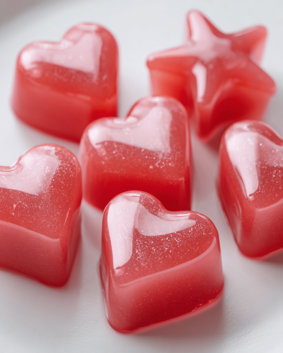 Close-up of watermelon gelatin texture