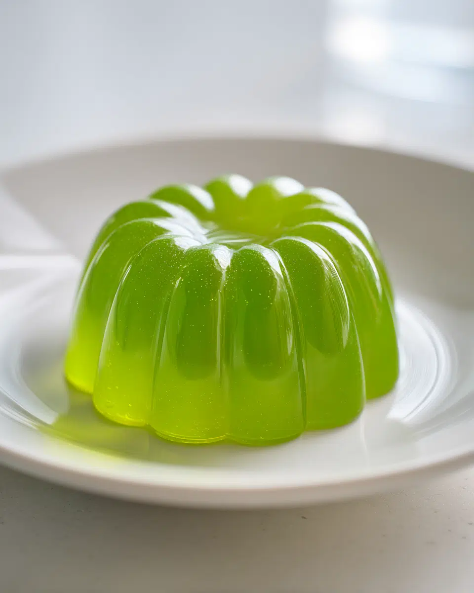 Close-up of kiwi and mint jello texture