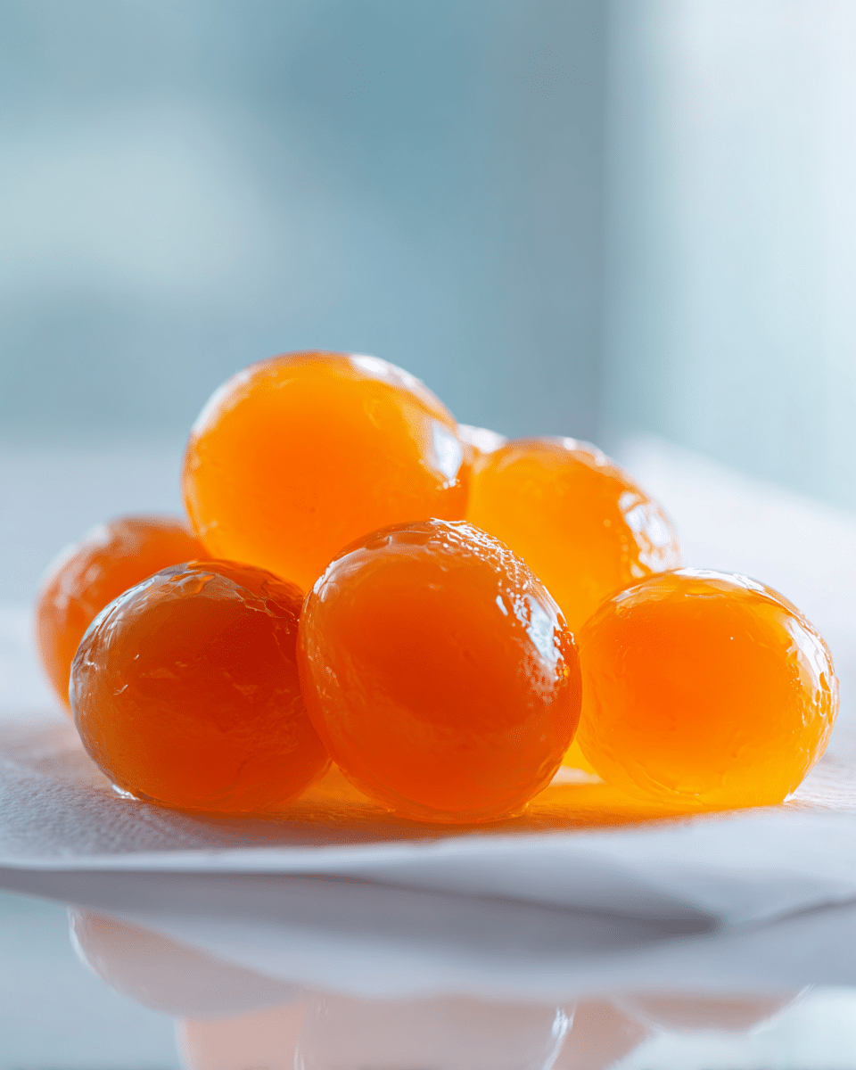 Close-up of citrus gelatin texture