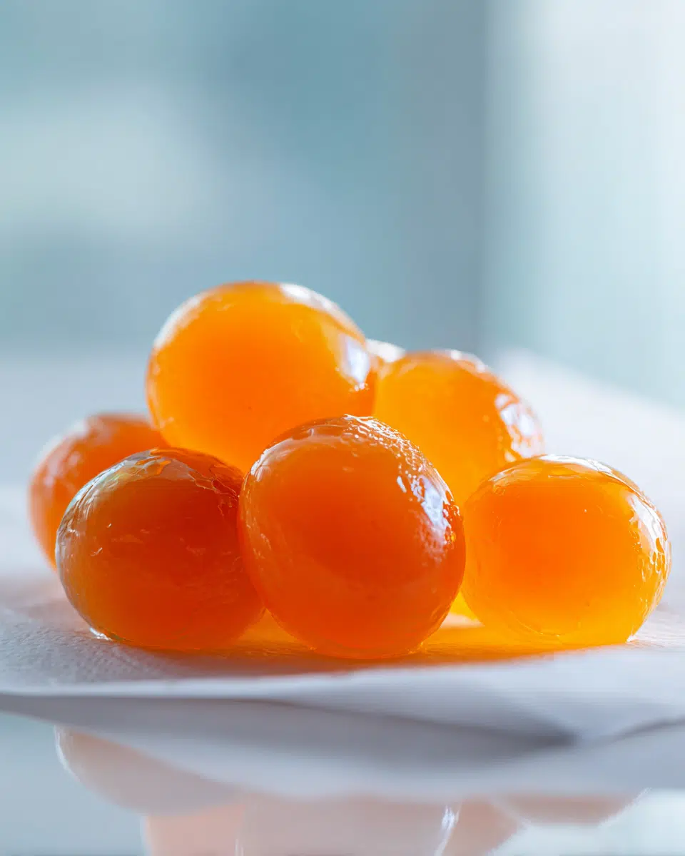 Close-up of citrus gelatin texture