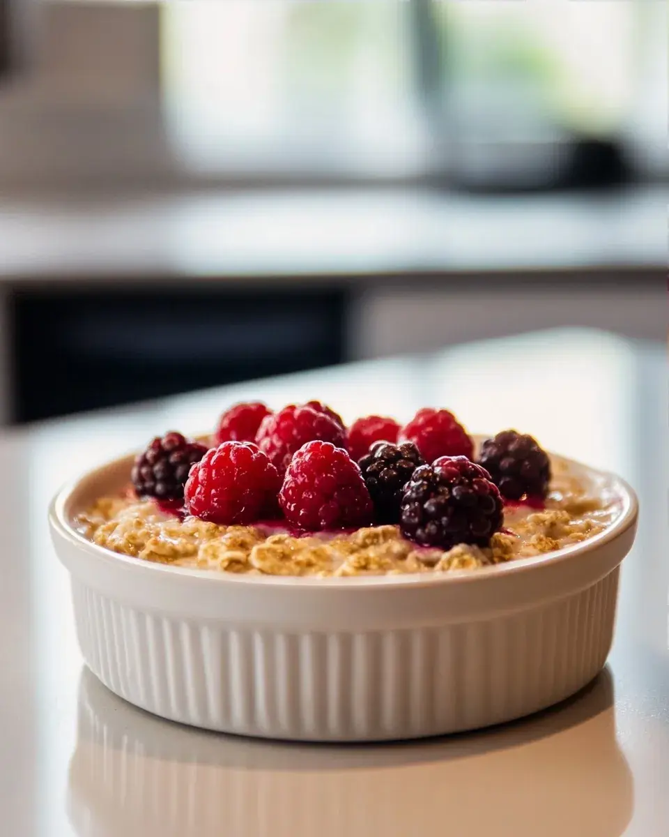Close-up of protein baked oats texture