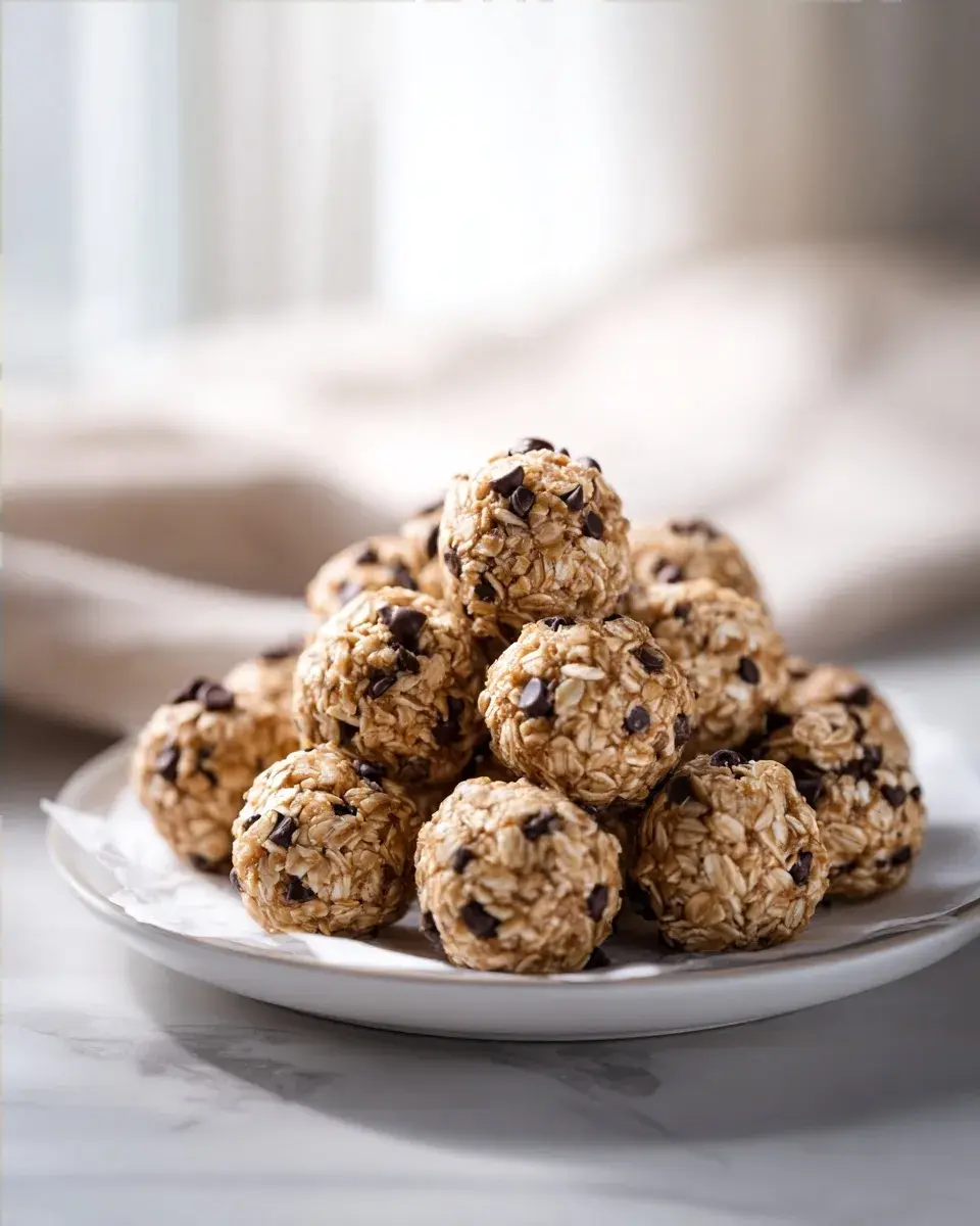 Close-up of a rolled oats protein ball