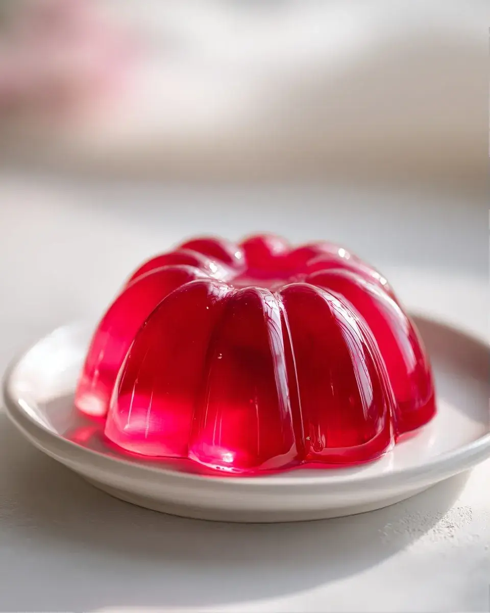 close‑up of crystal‑clear pink gelatin texture